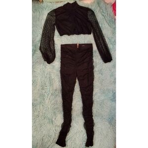 Fashion Nova two piece long sleeve lace top & pants